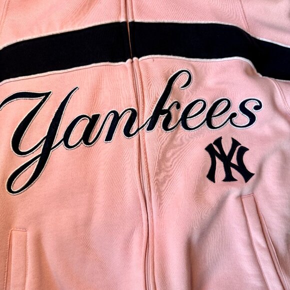 Pink New York Yankees Zip-Up Hoodie  by Stitches Athletic Gear (Size Small) - Picture 3 of 5